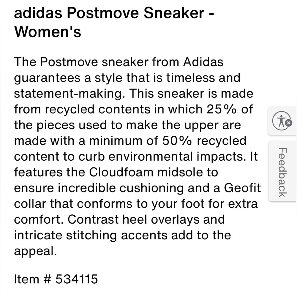 Adidas Postmove SE White Classic Casual Sneakers Women’s 9.5 - Picture 15 of 16